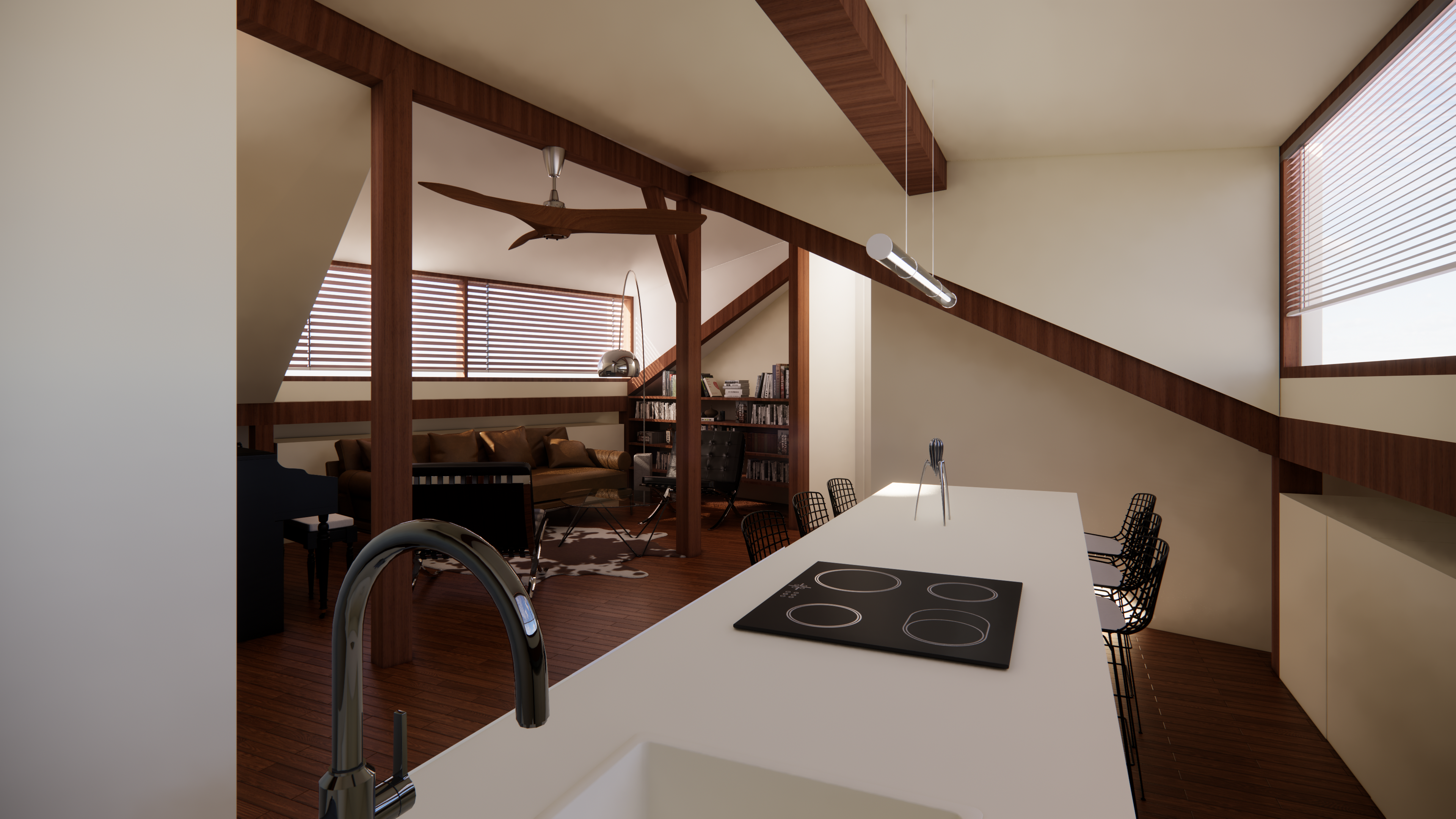 Rendu 3D — Cuisine et séjour